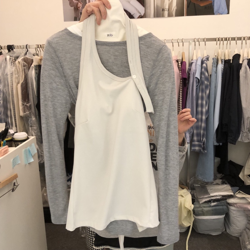 SALONDEMAG韓國東大門直郵女士新品時尚吊帶背心不含內搭紐扣SALONDEMAG吊帶/背心圖色1