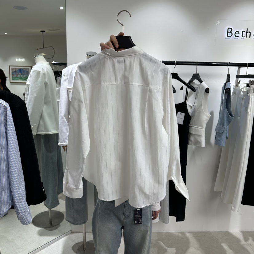 BETHEL韓國直郵女士新款職業熱賣26春夏人氣襯衫蕾絲衫條紋BETHEL襯衫/蕾絲衫