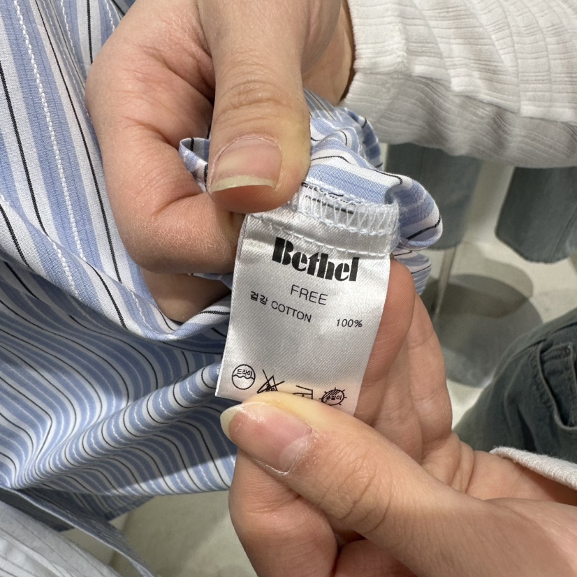 BETHEL韓國直郵女士新款職業熱賣26春夏人氣襯衫蕾絲衫條紋BETHEL襯衫/蕾絲衫