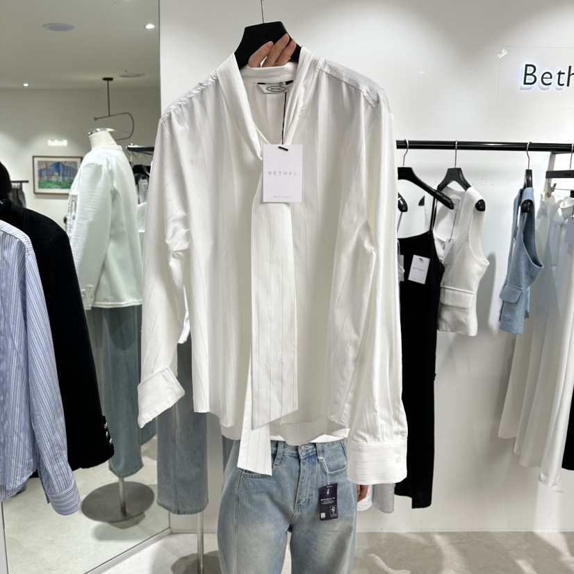 BETHEL韓國直郵女士新款職業熱賣26春夏人氣襯衫蕾絲衫條紋BETHEL襯衫/蕾絲衫圖色2