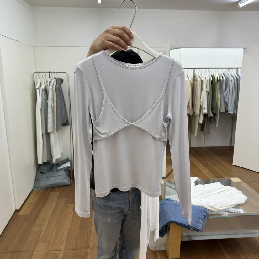 MYNAMEIS/AIME HOPE MAKE韓國代購女裝新款人氣長袖T恤假兩件MYNAMEIS/AIME HOPE MAKE長袖T恤圖色1