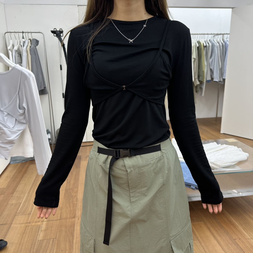 MYNAMEIS/AIME HOPE MAKE韓國代購女裝新款人氣長袖T恤假兩件MYNAMEIS/AIME HOPE MAKE長袖T恤圖色3