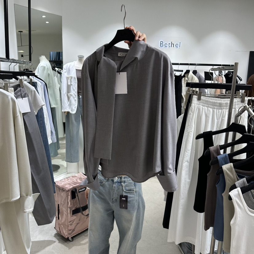 BETHEL韓國直郵實拍女裝新品人氣時尚休閑襯衫蕾絲衫高領BETHEL襯衫/蕾絲衫圖色2