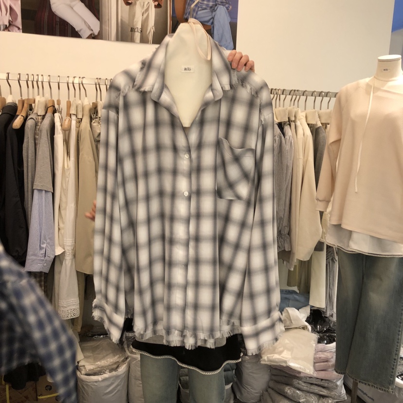 SALONDEMAG韓國代購女士新款時尚休閑襯衫蕾絲衫流蘇格子SALONDEMAG襯衫/蕾絲衫圖色1