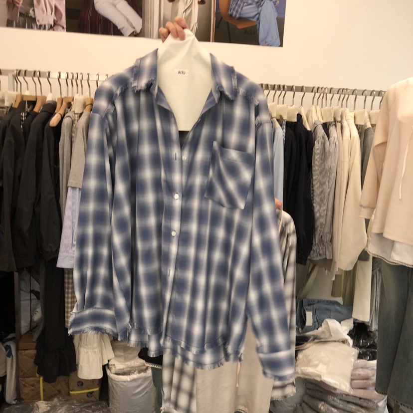 SALONDEMAG韓國代購女士新款時尚休閑襯衫蕾絲衫流蘇格子SALONDEMAG襯衫/蕾絲衫圖色2