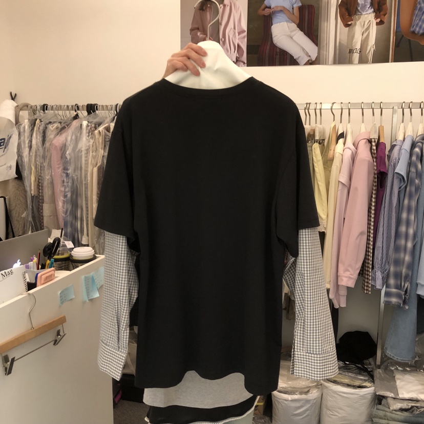 SALONDEMAG韓國代購女士新款推薦休閑長袖T恤不含項鏈假兩件SALONDEMAG長袖T恤