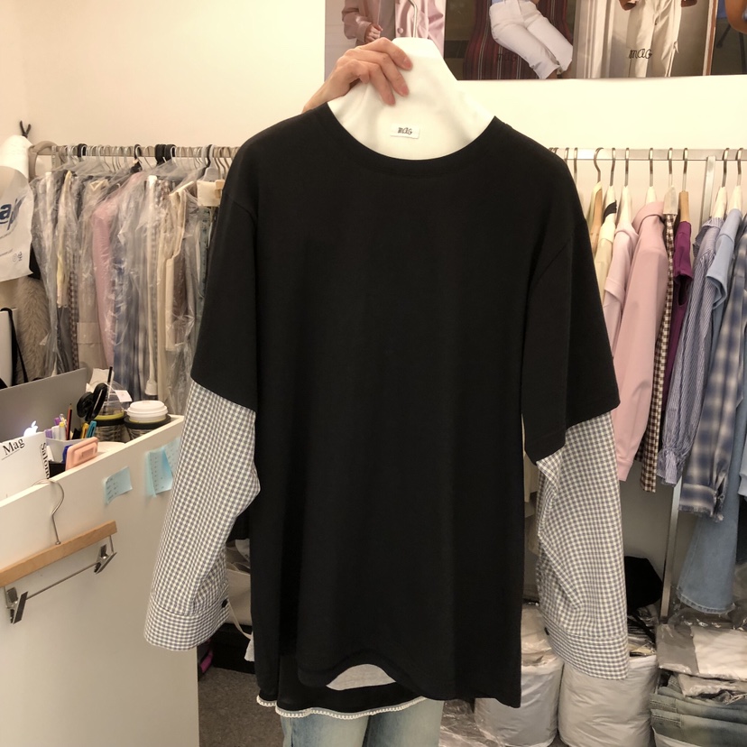 SALONDEMAG韓國代購女士新款推薦休閑長袖T恤不含項鏈假兩件SALONDEMAG長袖T恤圖色2