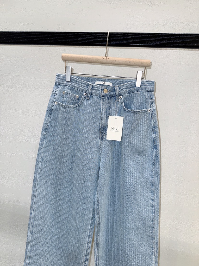 NDE韓國代購女裝新品熱賣人氣時尚26春夏職業推薦牛仔褲條紋BOHEME_NDE牛仔褲
