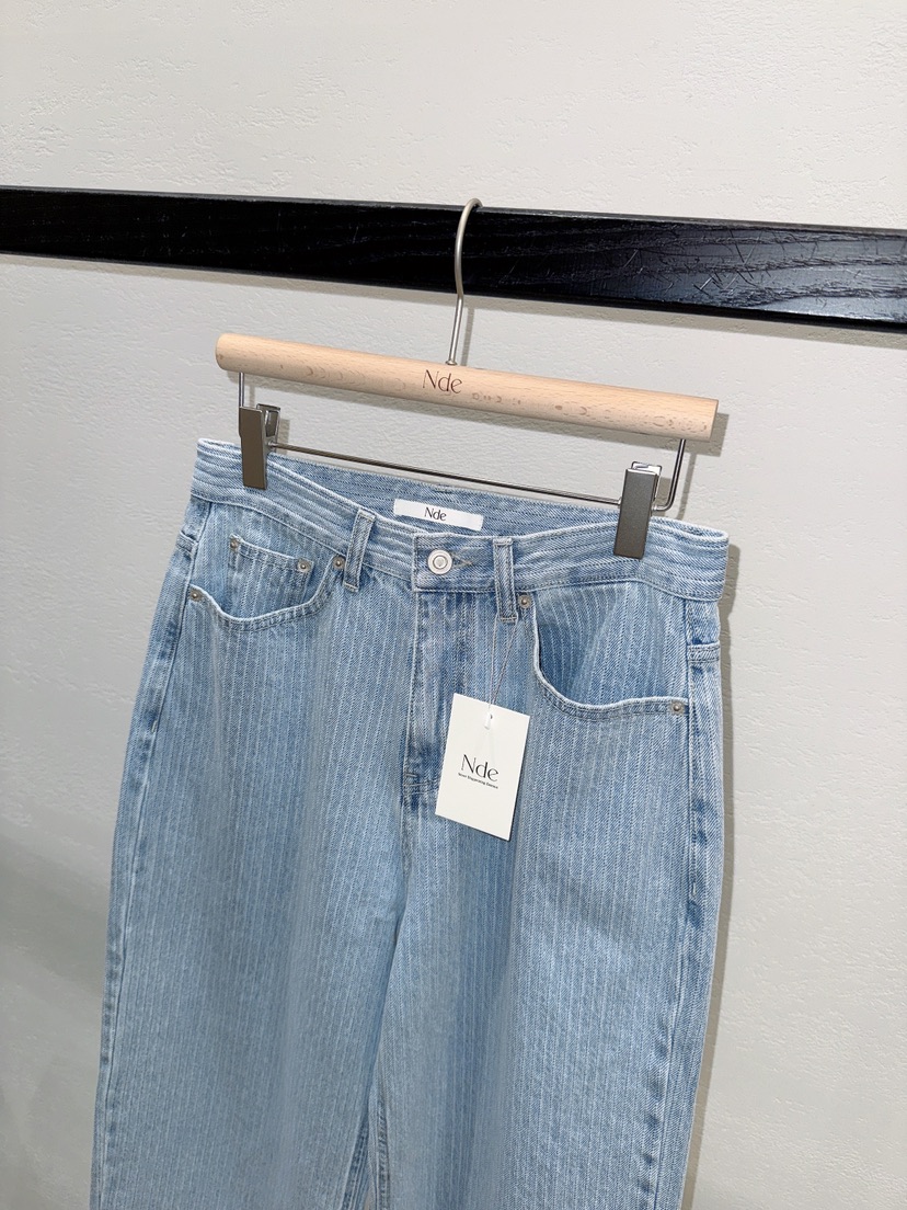 NDE韓國代購女裝新品熱賣人氣時尚26春夏職業推薦牛仔褲條紋BOHEME_NDE牛仔褲
