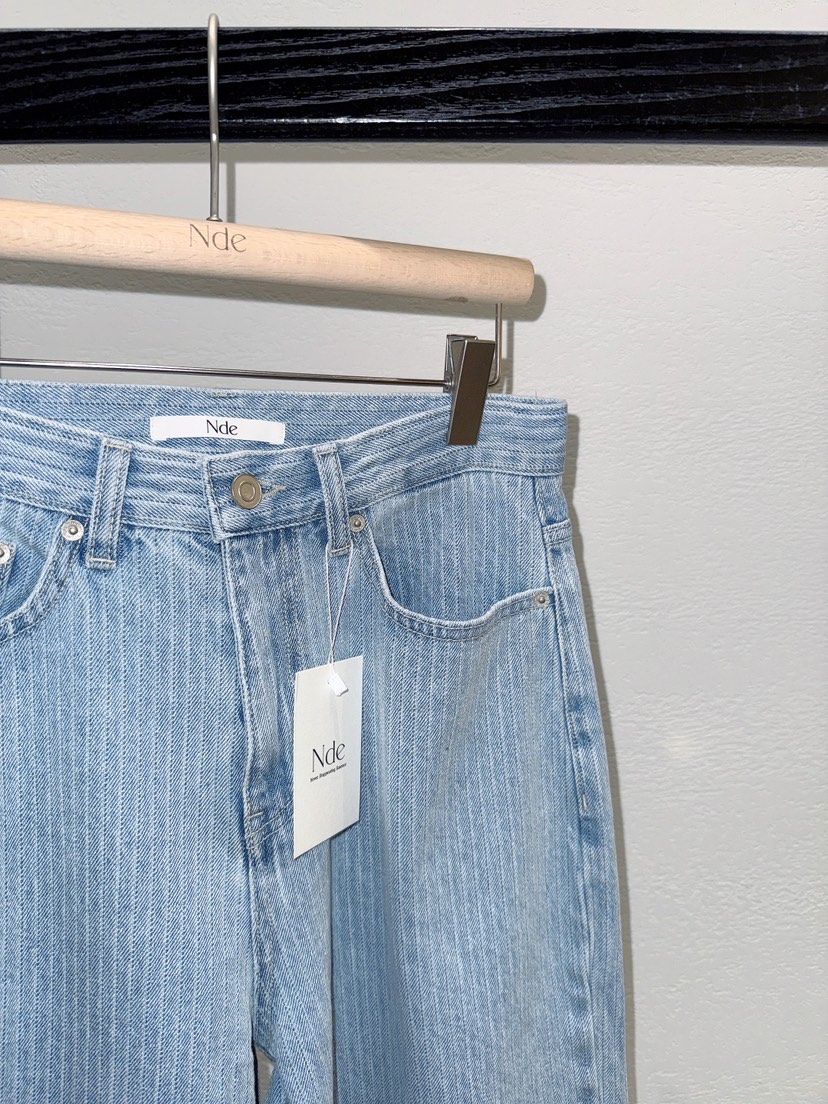 NDE韓國代購女裝新品熱賣人氣時尚26春夏職業推薦牛仔褲條紋BOHEME_NDE牛仔褲