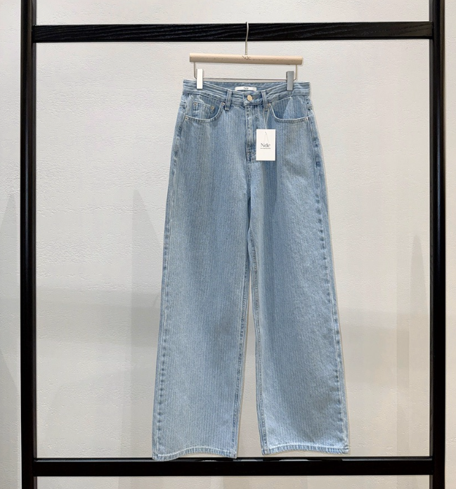 NDE韓國代購女裝新品熱賣人氣時尚26春夏職業推薦牛仔褲條紋BOHEME_NDE牛仔褲圖色1