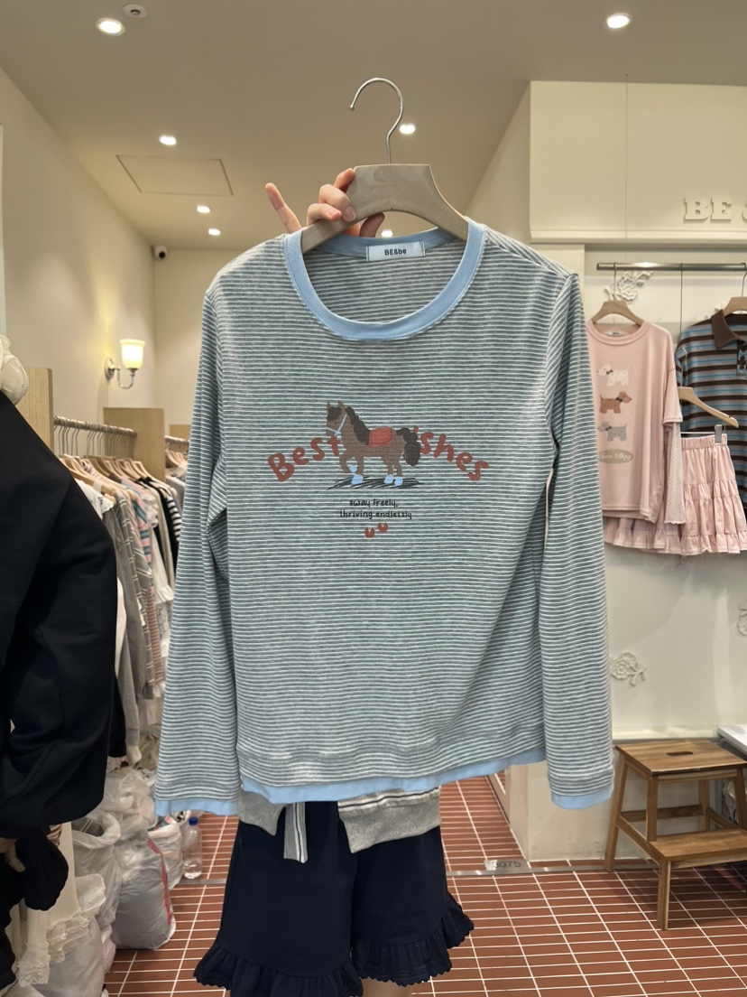 BE&amp;BE韓國代購女士新品職業人氣26春夏熱賣休閑長袖T恤BE&be長袖T恤圖色1