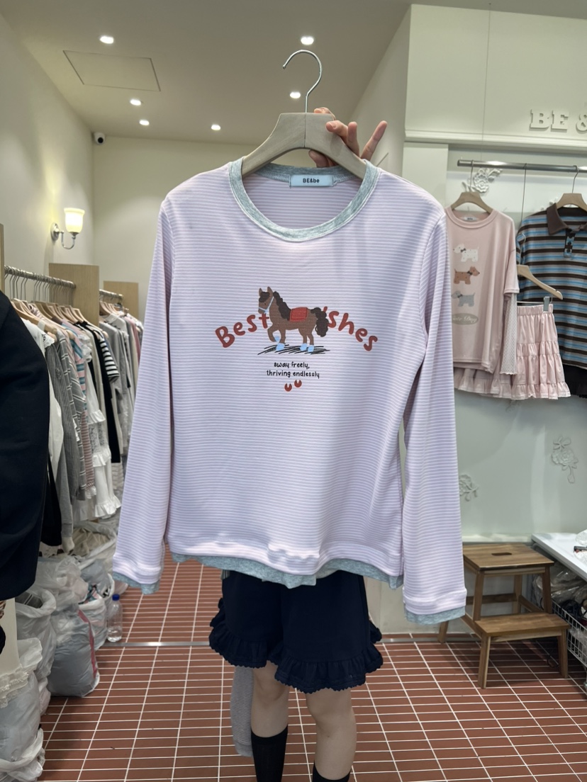 BE&amp;BE韓國代購女士新品職業人氣26春夏熱賣休閑長袖T恤BE&be長袖T恤圖色2