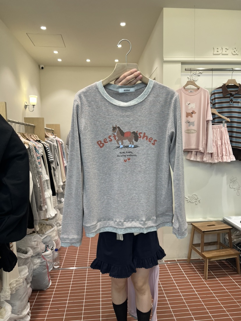 BE&amp;BE韓國代購女士新品職業人氣26春夏熱賣休閑長袖T恤BE&be長袖T恤圖色3