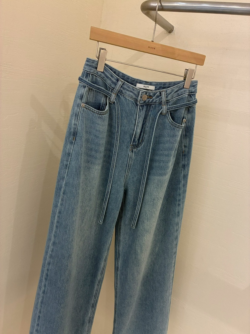 MUSE-P韓國直郵女裝新款時尚推薦26春夏休閑牛仔褲含腰繩MUSE-P牛仔褲