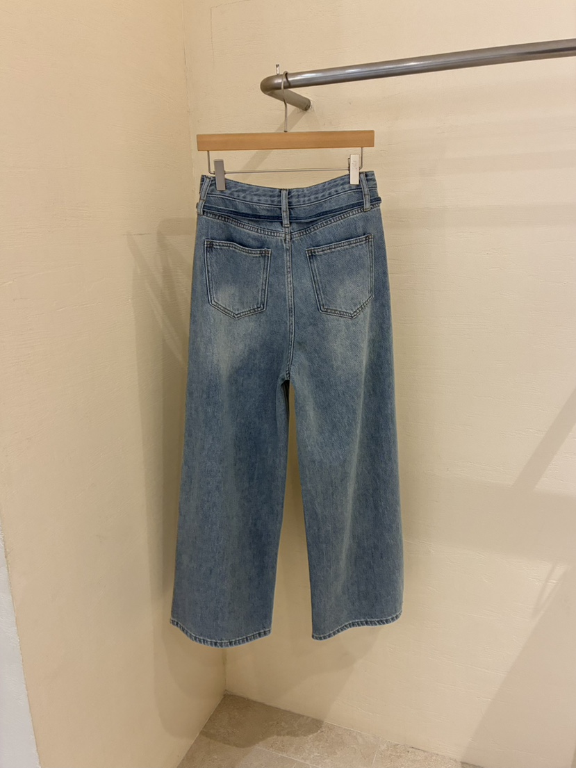 MUSE-P韓國直郵女裝新款時尚推薦26春夏休閑牛仔褲含腰繩MUSE-P牛仔褲