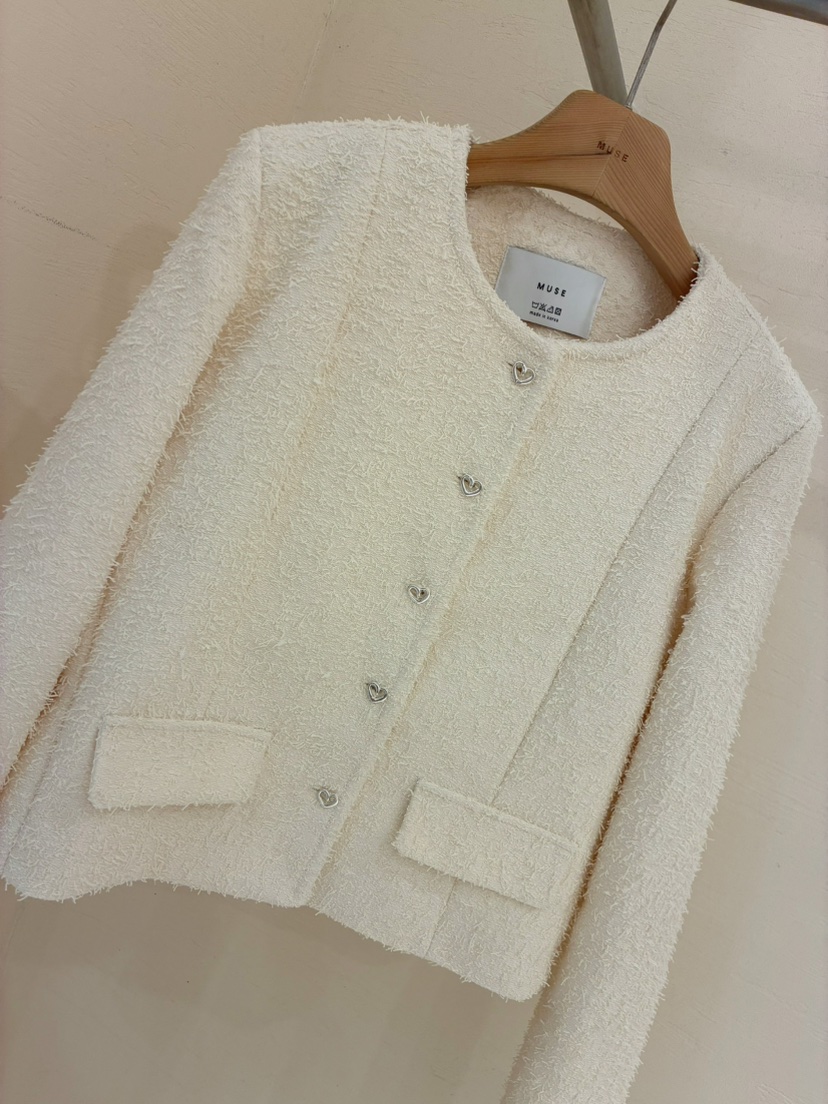 MUSE-P韓國直郵女裝新品休閑時尚職業人氣夾克含脖帶粗花呢MUSE-P夾克