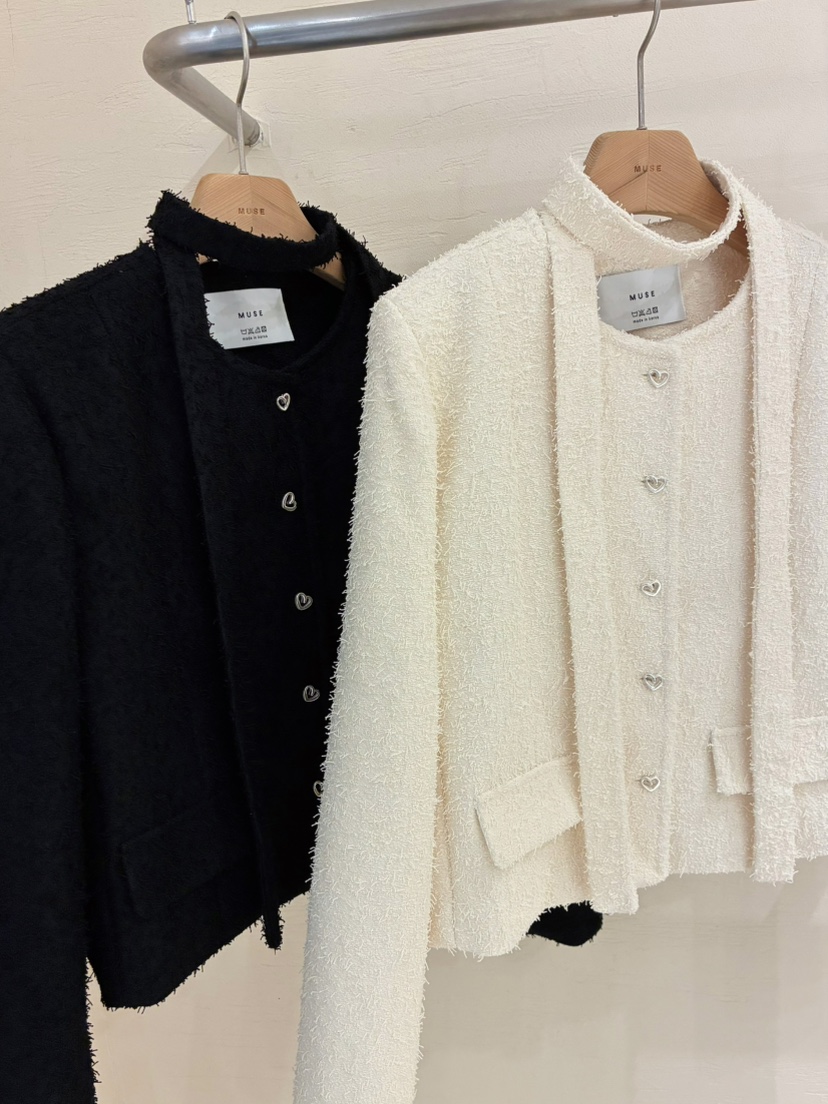 MUSE-P韓國直郵女裝新品休閑時尚職業人氣夾克含脖帶粗花呢MUSE-P夾克圖色1左一色