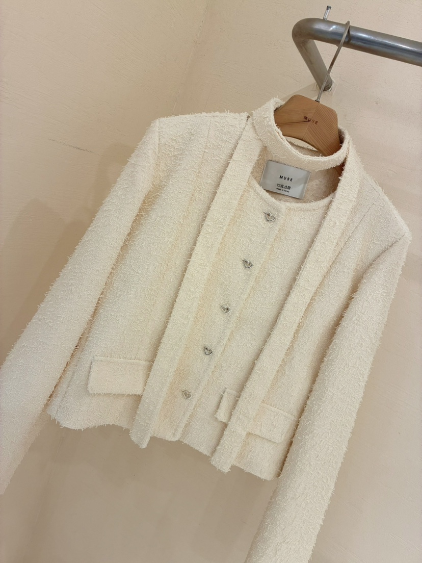 MUSE-P韓國直郵女裝新品休閑時尚職業人氣夾克含脖帶粗花呢MUSE-P夾克圖色2