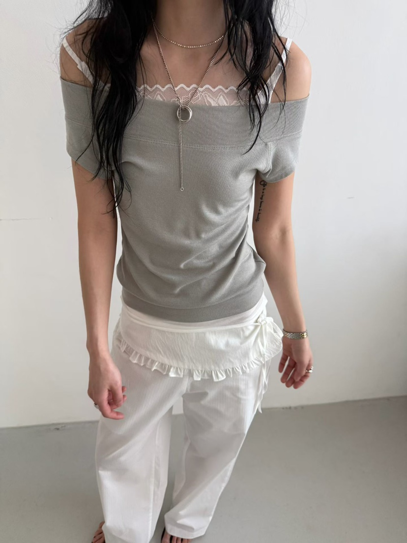 MINIMUZE韓國直郵實拍女裝新款休閑26春夏職業人氣T恤露肩MINIMUZET恤