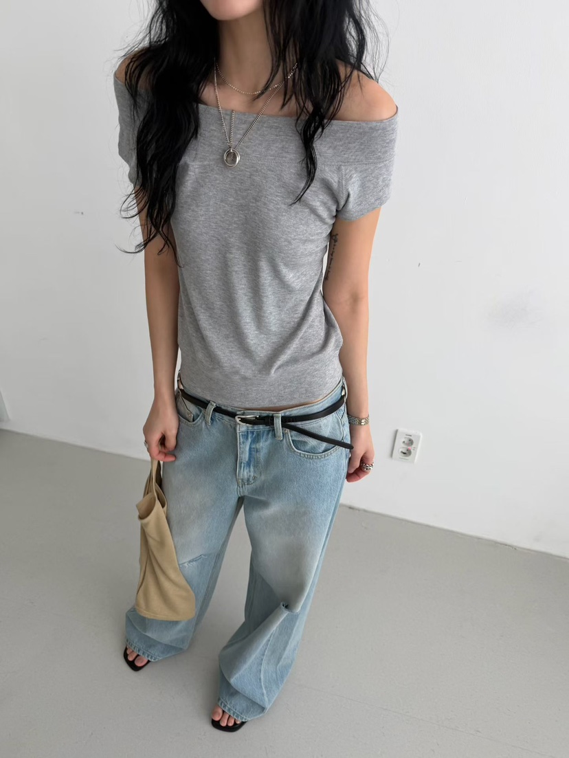 MINIMUZE韓國直郵實拍女裝新款休閑26春夏職業人氣T恤露肩MINIMUZET恤