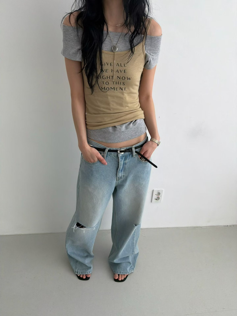 MINIMUZE韓國直郵實拍女裝新款休閑26春夏職業人氣T恤露肩MINIMUZET恤