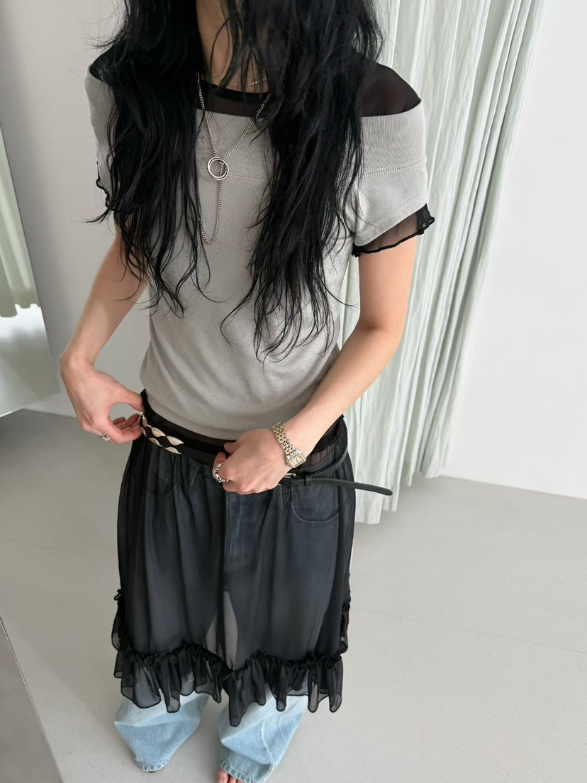 MINIMUZE韓國直郵實拍女裝新款休閑26春夏職業人氣T恤露肩MINIMUZET恤