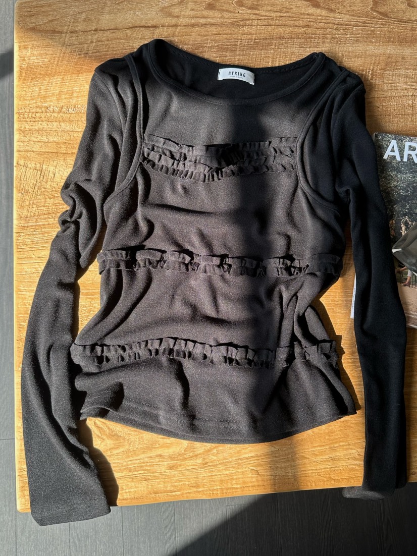 BYRING韓國直郵女裝新品推薦時尚職業休閑26春夏人氣長袖T恤BYRING長袖T恤圖色2