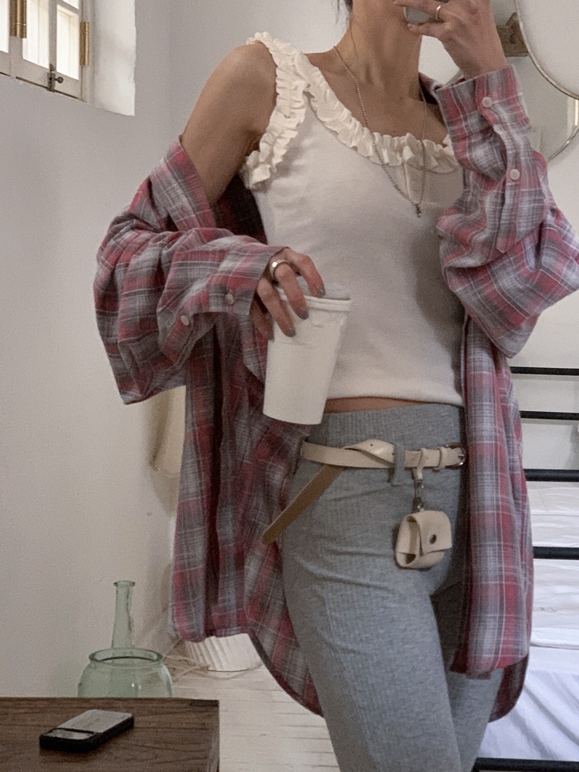 OURWAVE/OUR ROOM韓國直郵女士新品推薦襯衫蕾絲衫格子Our Wave/Our Room襯衫/蕾絲衫