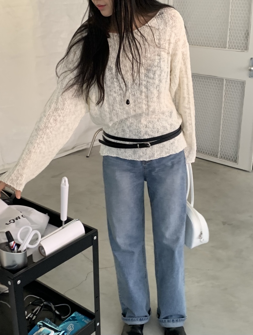 NOUVEAU韓國直郵實拍女裝新款人氣休閑26春夏推薦針織衫船領NOUVEAU針織衫