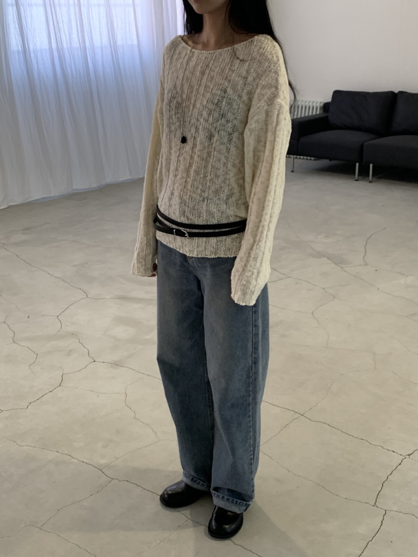 NOUVEAU韓國直郵實拍女裝新款人氣休閑26春夏推薦針織衫船領NOUVEAU針織衫