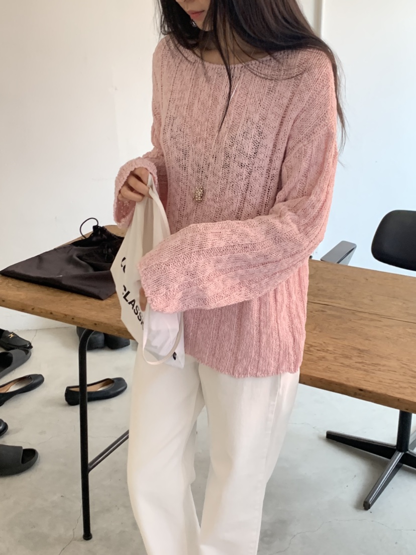 NOUVEAU韓國直郵實拍女裝新款人氣休閑26春夏推薦針織衫船領NOUVEAU針織衫