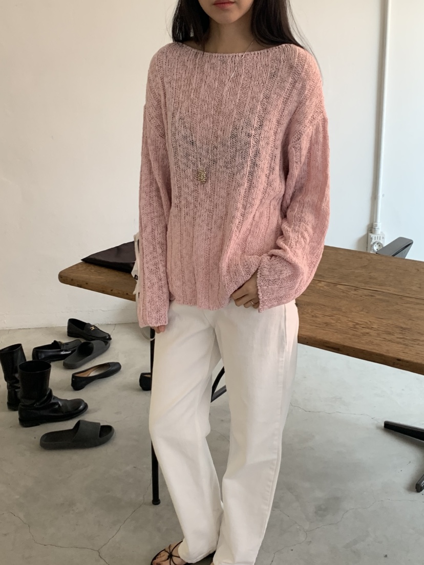 NOUVEAU韓國直郵實拍女裝新款人氣休閑26春夏推薦針織衫船領NOUVEAU針織衫