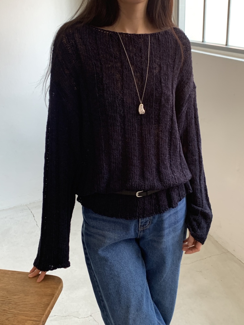 NOUVEAU韓國直郵實拍女裝新款人氣休閑26春夏推薦針織衫船領NOUVEAU針織衫