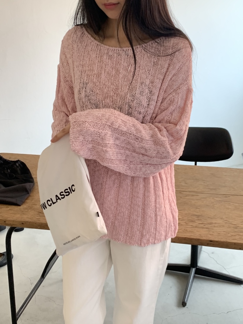 NOUVEAU韓國直郵實拍女裝新款人氣休閑26春夏推薦針織衫船領NOUVEAU針織衫圖色2
