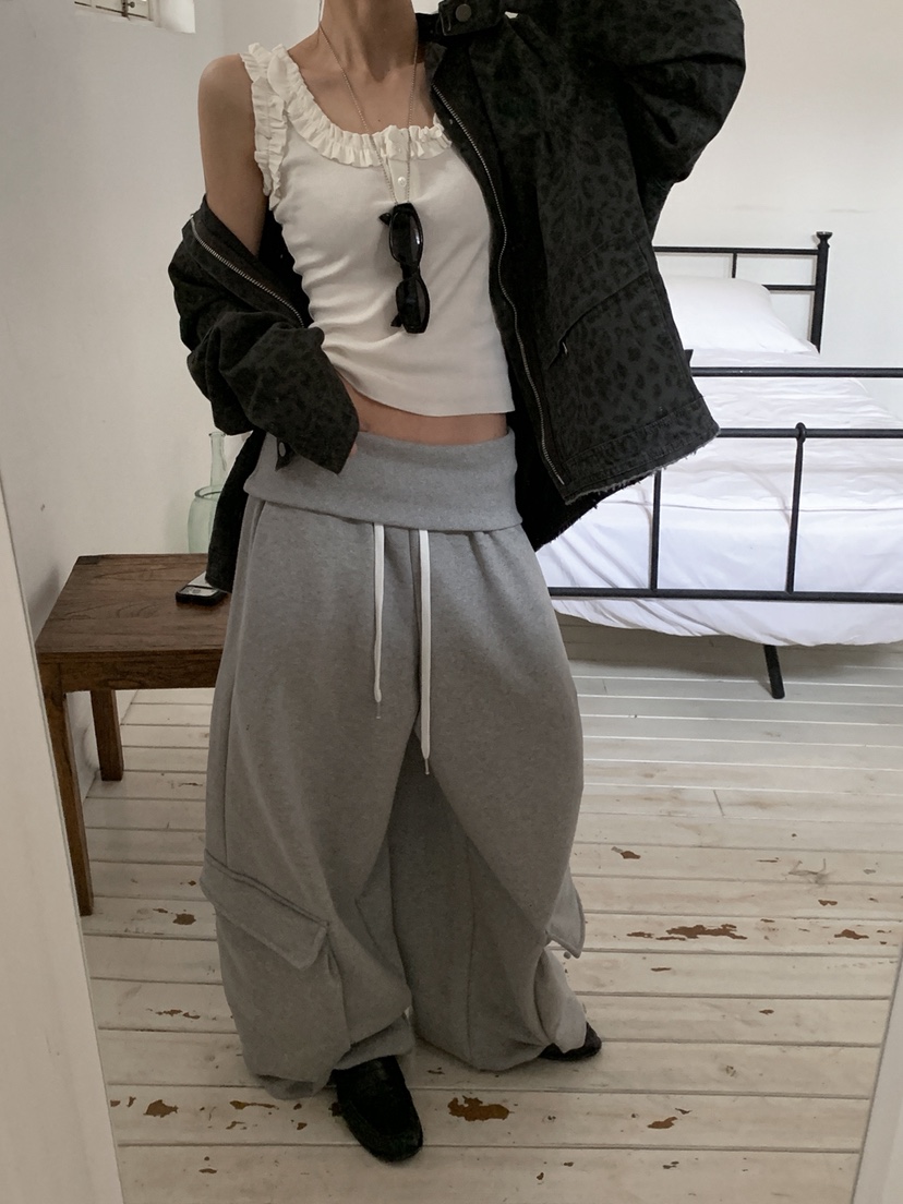 OURWAVE/OUR ROOM韓國直郵女士新款休閑吊帶背心荷葉邊紐扣Our Wave/Our Room吊帶/背心