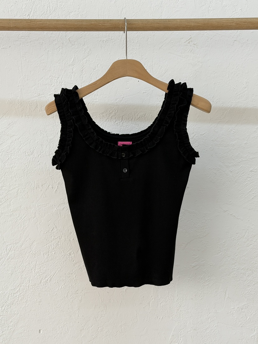 OURWAVE/OUR ROOM韓國直郵女士新款休閑吊帶背心荷葉邊紐扣Our Wave/Our Room吊帶/背心圖色2