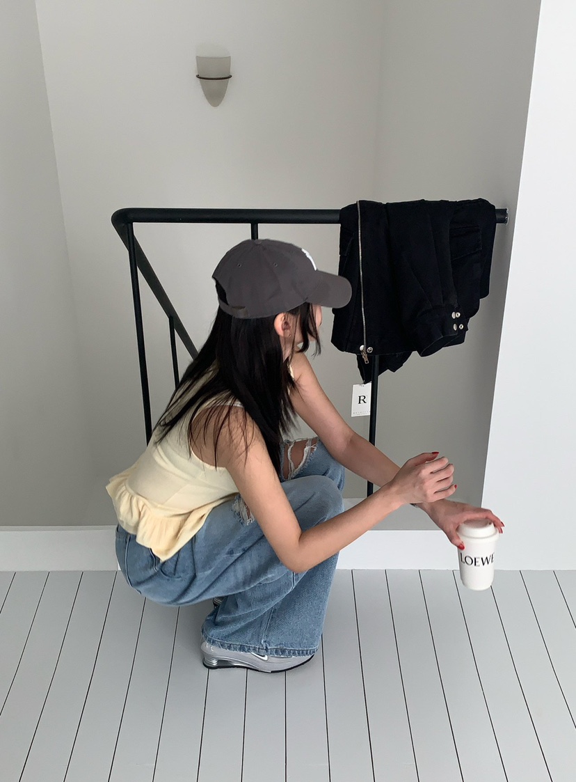 REVE CITE-L韓國東大門代購女士新款休閑吊帶背心荷葉邊REVE CITE-L吊帶/背心