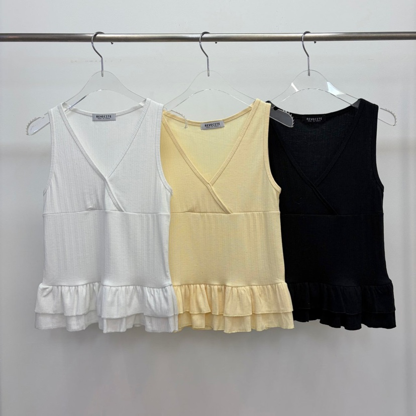 REVE CITE-L韓國東大門代購女士新款休閑吊帶背心荷葉邊REVE CITE-L吊帶/背心圖色3左三色
