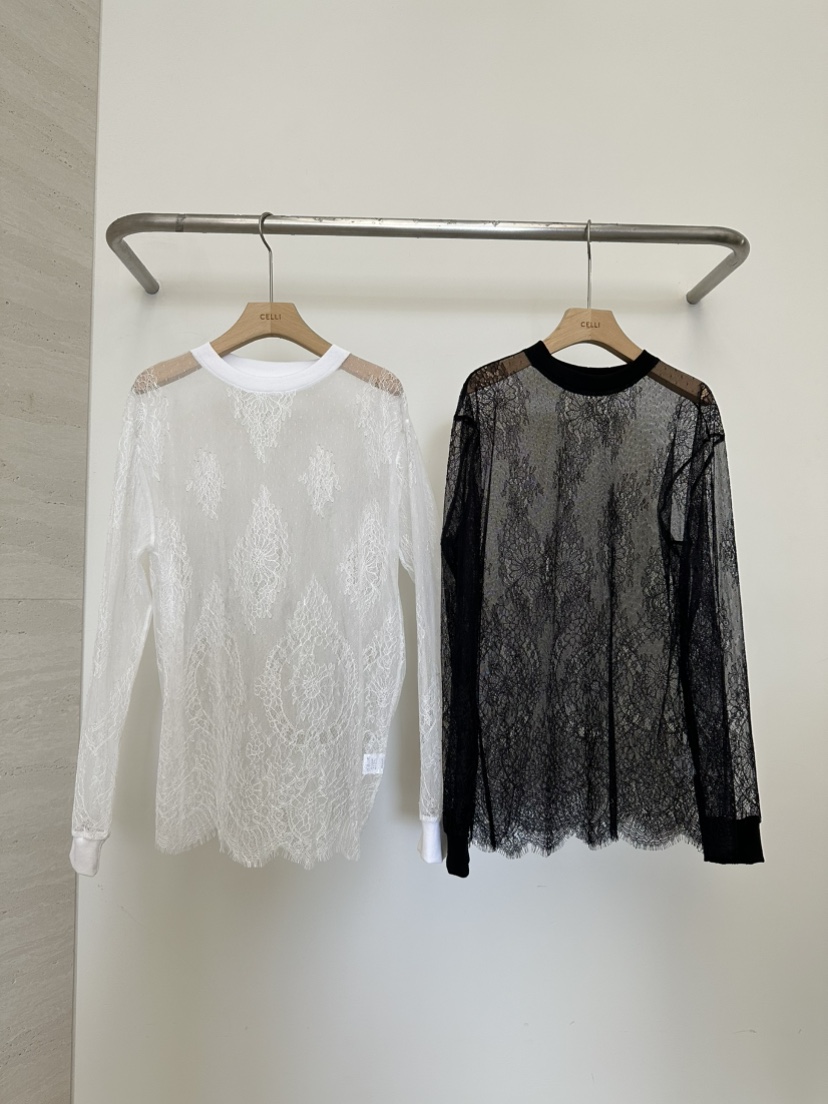 CELLI韓國東大門代購女裝新款休閑26春夏職業長袖T恤蕾絲CELLI長袖T恤