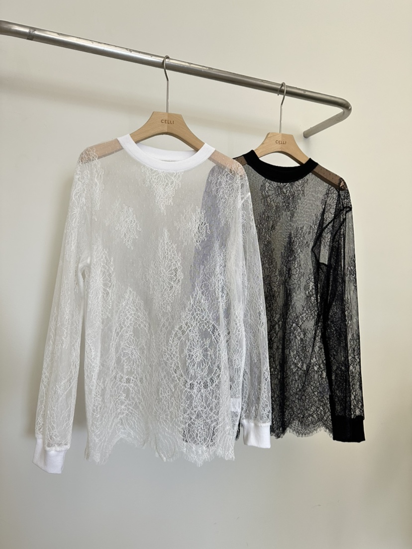 CELLI韓國東大門代購女裝新款休閑26春夏職業長袖T恤蕾絲CELLI長袖T恤