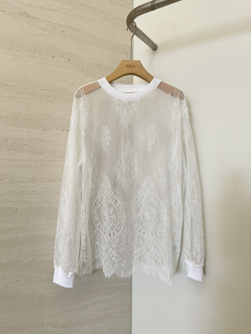 CELLI韓國東大門代購女裝新款休閑26春夏職業長袖T恤蕾絲CELLI長袖T恤圖色1