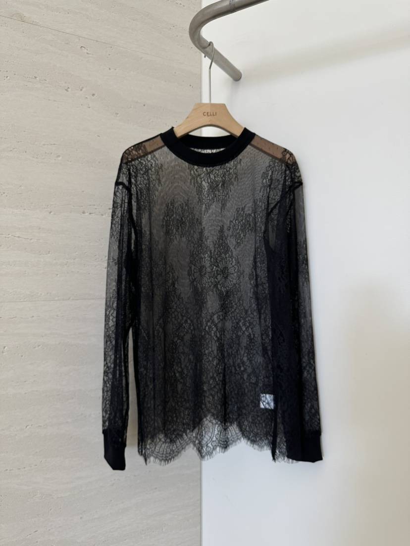 CELLI韓國東大門代購女裝新款休閑26春夏職業長袖T恤蕾絲CELLI長袖T恤圖色2