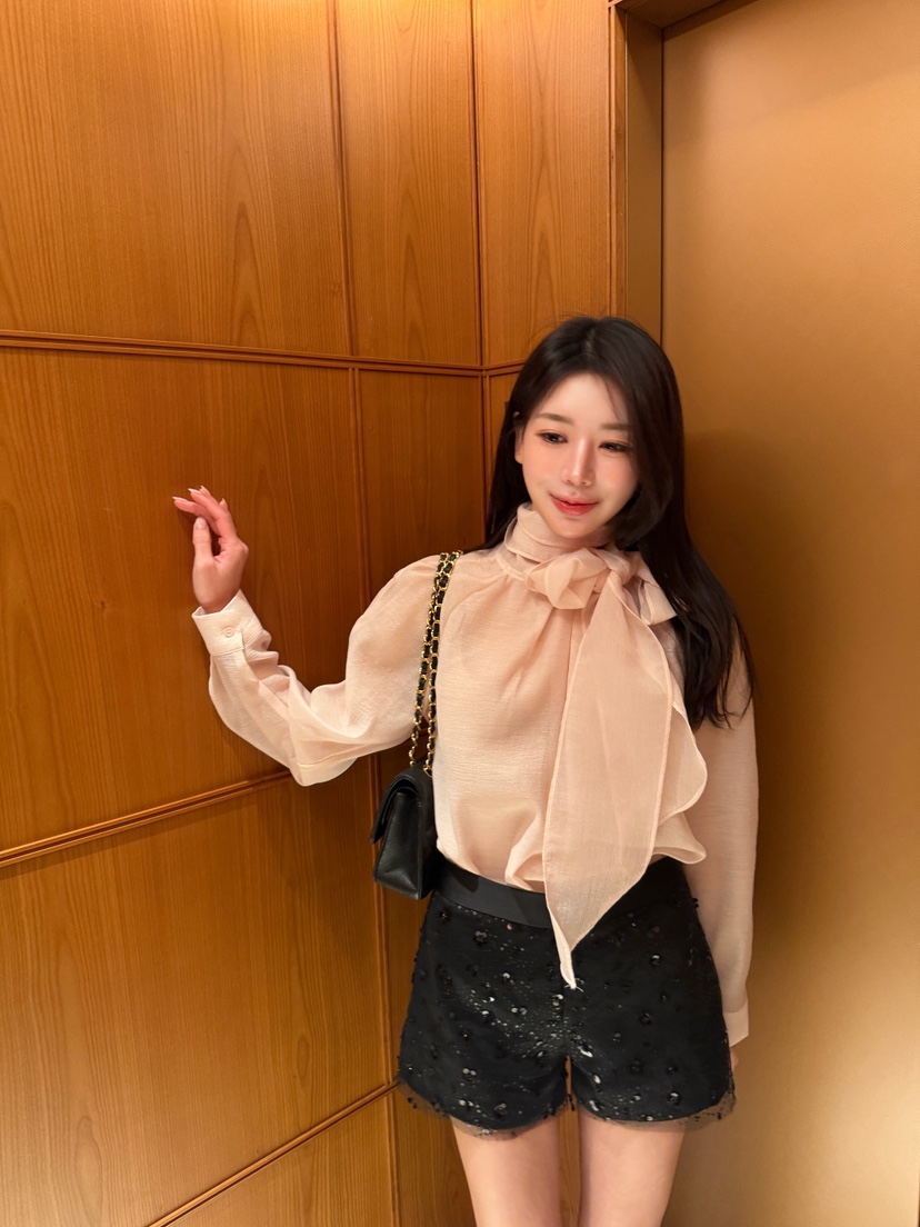 LAVIEU韓國代購女裝新品休閑職業時尚襯衫蕾絲衫雪紡圍巾LAVIEU襯衫/蕾絲衫