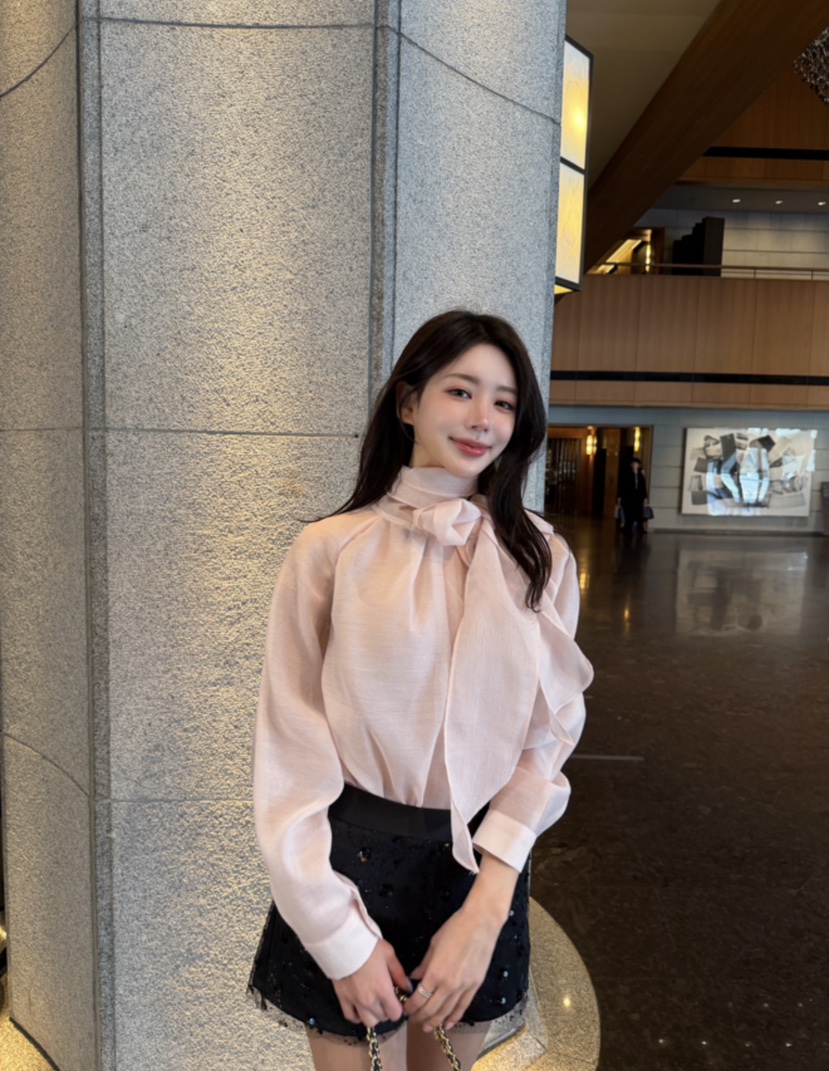 LAVIEU韓國代購女裝新品休閑職業時尚襯衫蕾絲衫雪紡圍巾LAVIEU襯衫/蕾絲衫