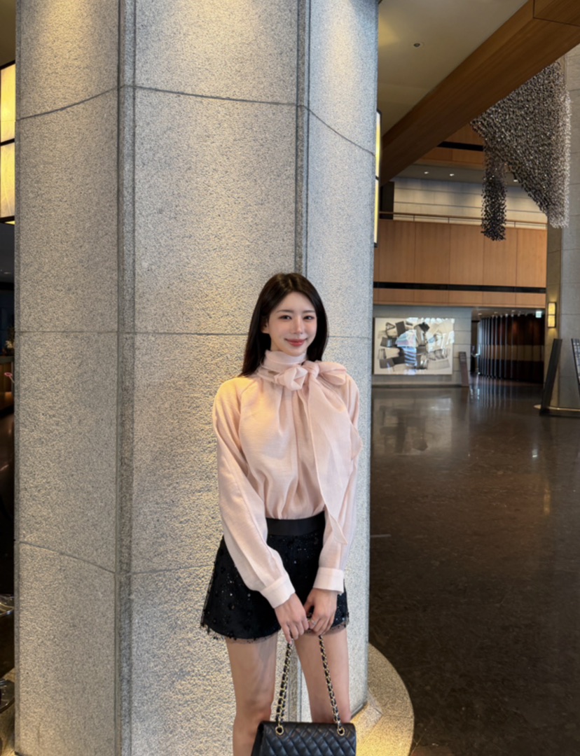 LAVIEU韓國代購女裝新品休閑職業時尚襯衫蕾絲衫雪紡圍巾LAVIEU襯衫/蕾絲衫