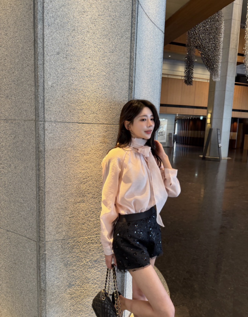 LAVIEU韓國代購女裝新品休閑職業時尚襯衫蕾絲衫雪紡圍巾LAVIEU襯衫/蕾絲衫