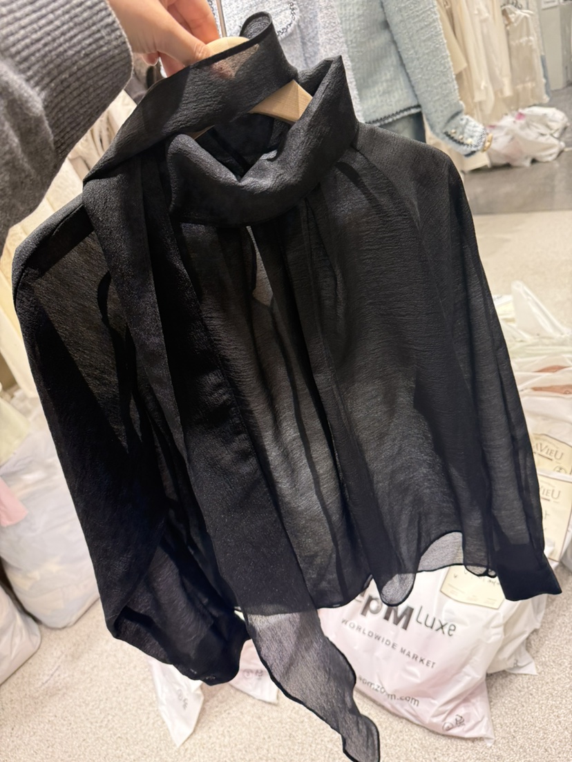 LAVIEU韓國代購女裝新品休閑職業時尚襯衫蕾絲衫雪紡圍巾LAVIEU襯衫/蕾絲衫圖色3