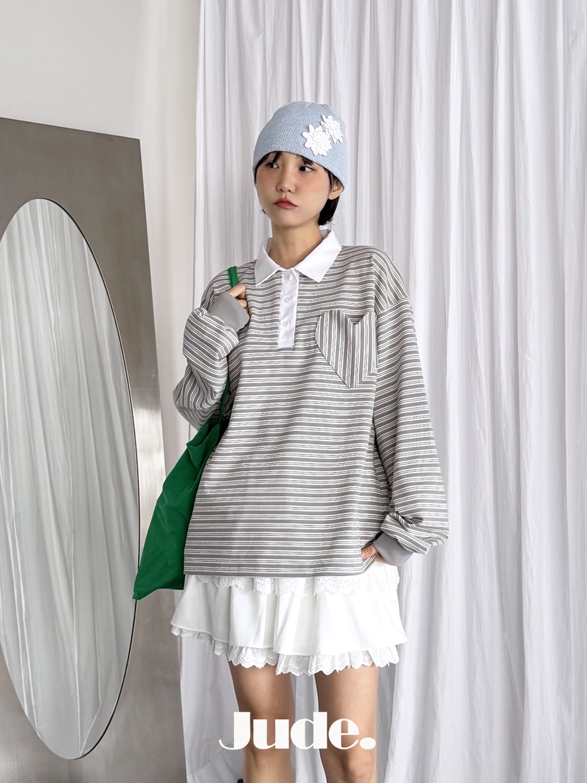 HEYJUDE韓國代購女裝新款熱賣推薦職業時尚26春夏長袖T恤HEYJUDE長袖T恤