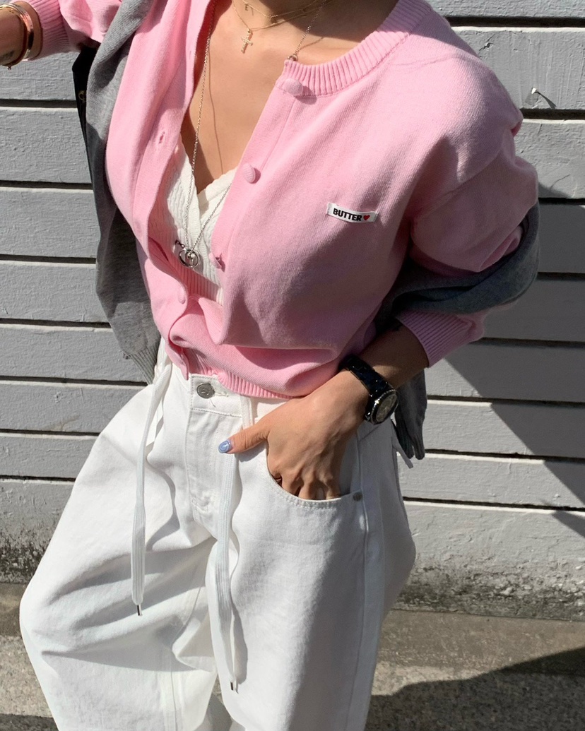 REVE CITE-L韓國東大門直郵女裝新品人氣針織衫奶油色開衫REVE CITE-L針織衫